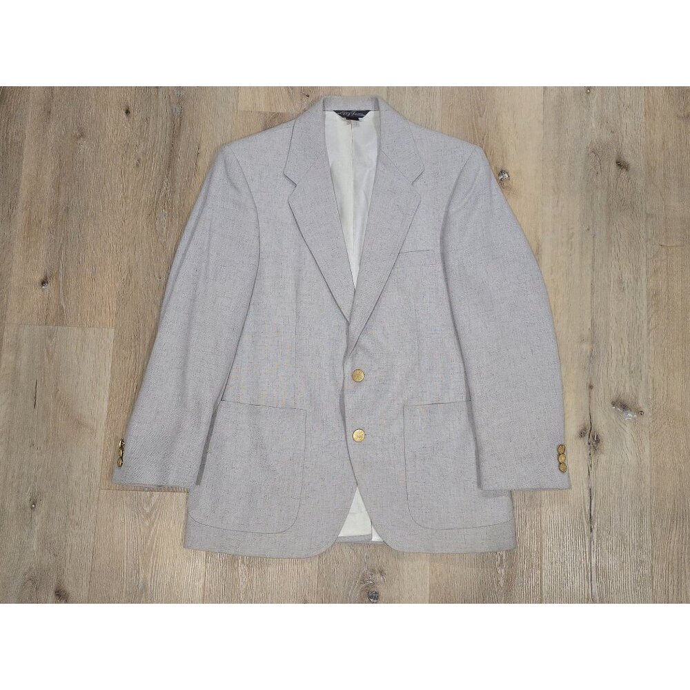 Vintage WFF by Farah Tan Linen Blend Blazer Mens 38S Gold Buttons